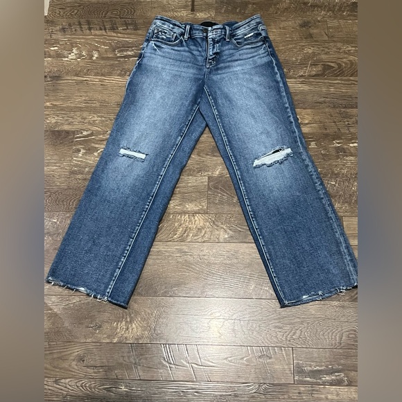 Buckle Denim - Blue Distressed Wide Leg Jean